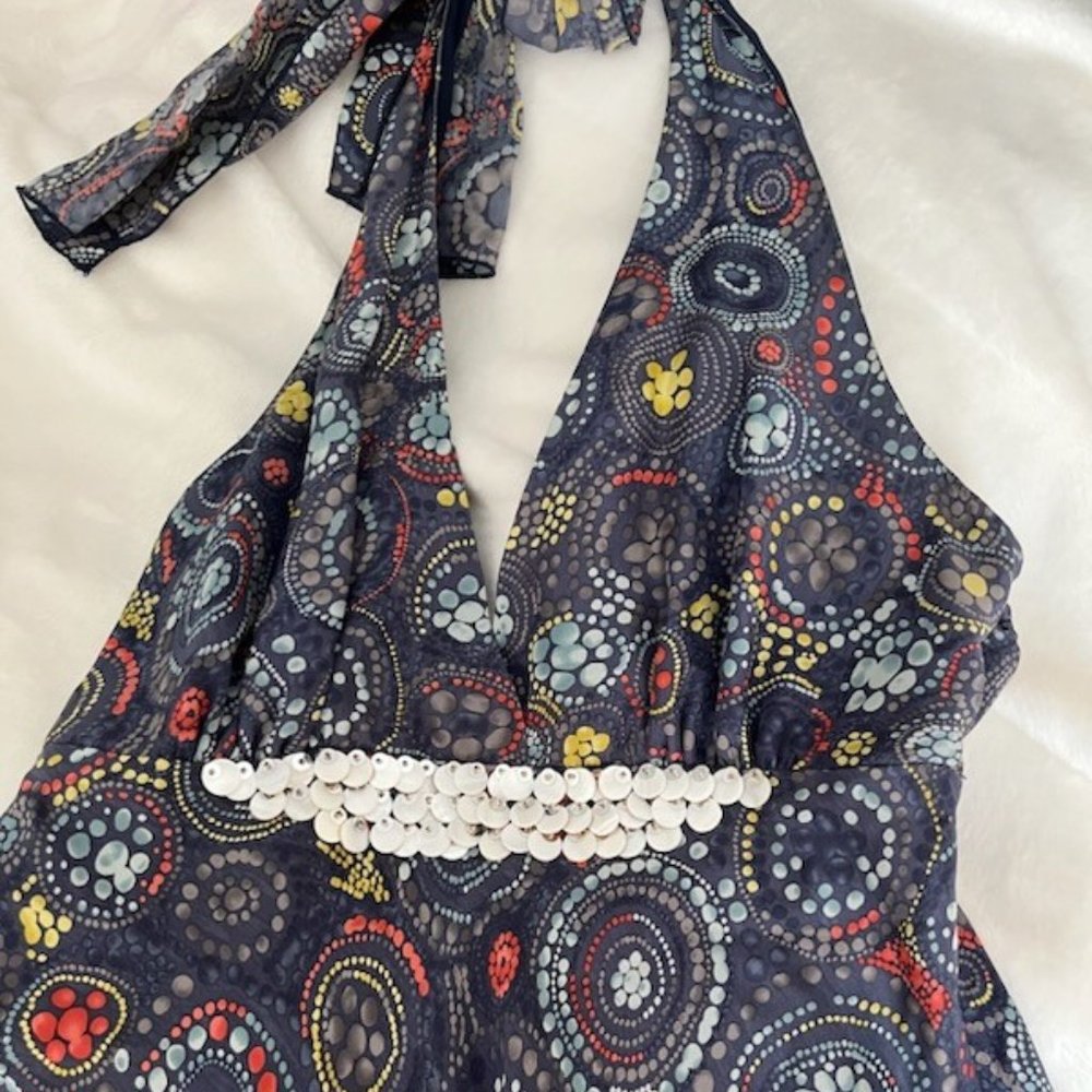 To the Max Halter Style 100% Silk Blue Dress Size 8